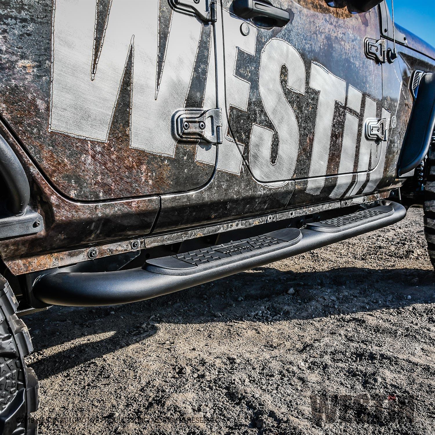 Westin 18-22 Jeep Wrangler JLU 4dr Platinum 4 Oval Nerf Step Bars - Tex. Blk thumbnail 2