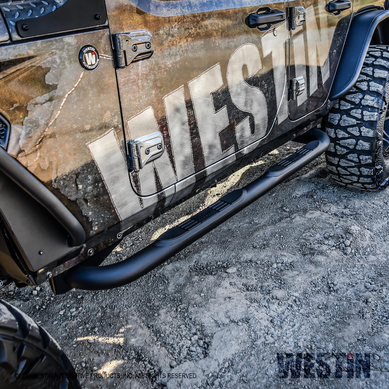 Westin 18-22 Jeep Wrangler JLU 4dr. E-Series 3 Nerf Step Bars - Tex. Blk thumbnail 2