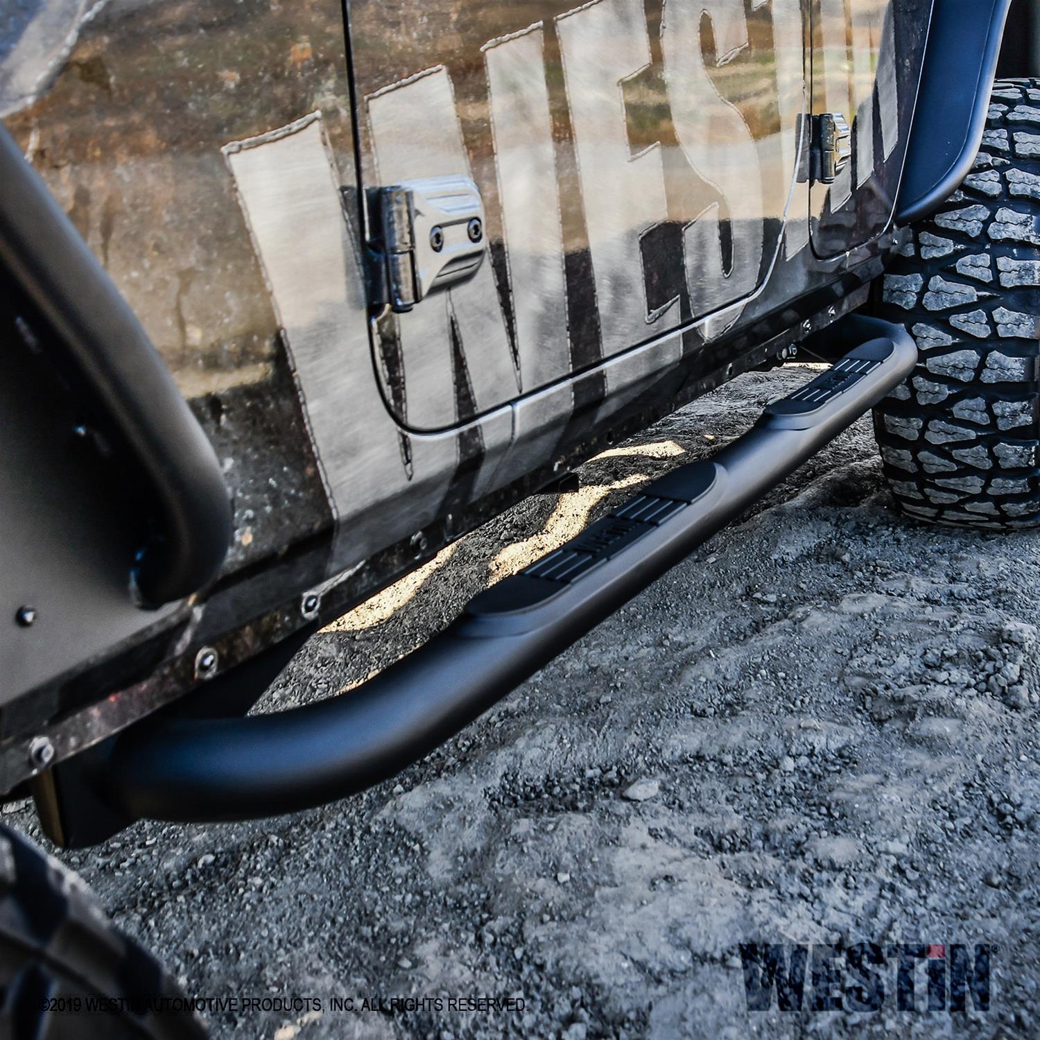 Westin 18-22 Jeep Wrangler JLU 4dr. E-Series 3 Nerf Step Bars - Tex. Blk thumbnail 3