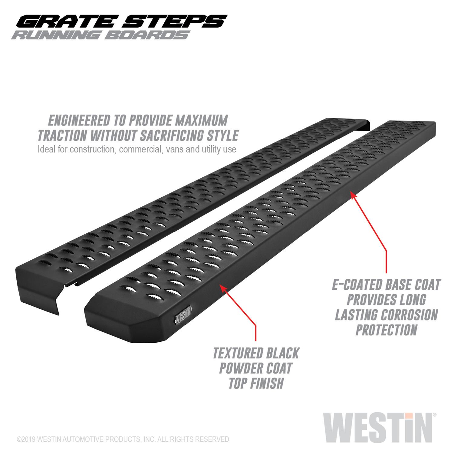 Westin Grate Steps Running Boards 54 in - Textured Black thumbnail 4