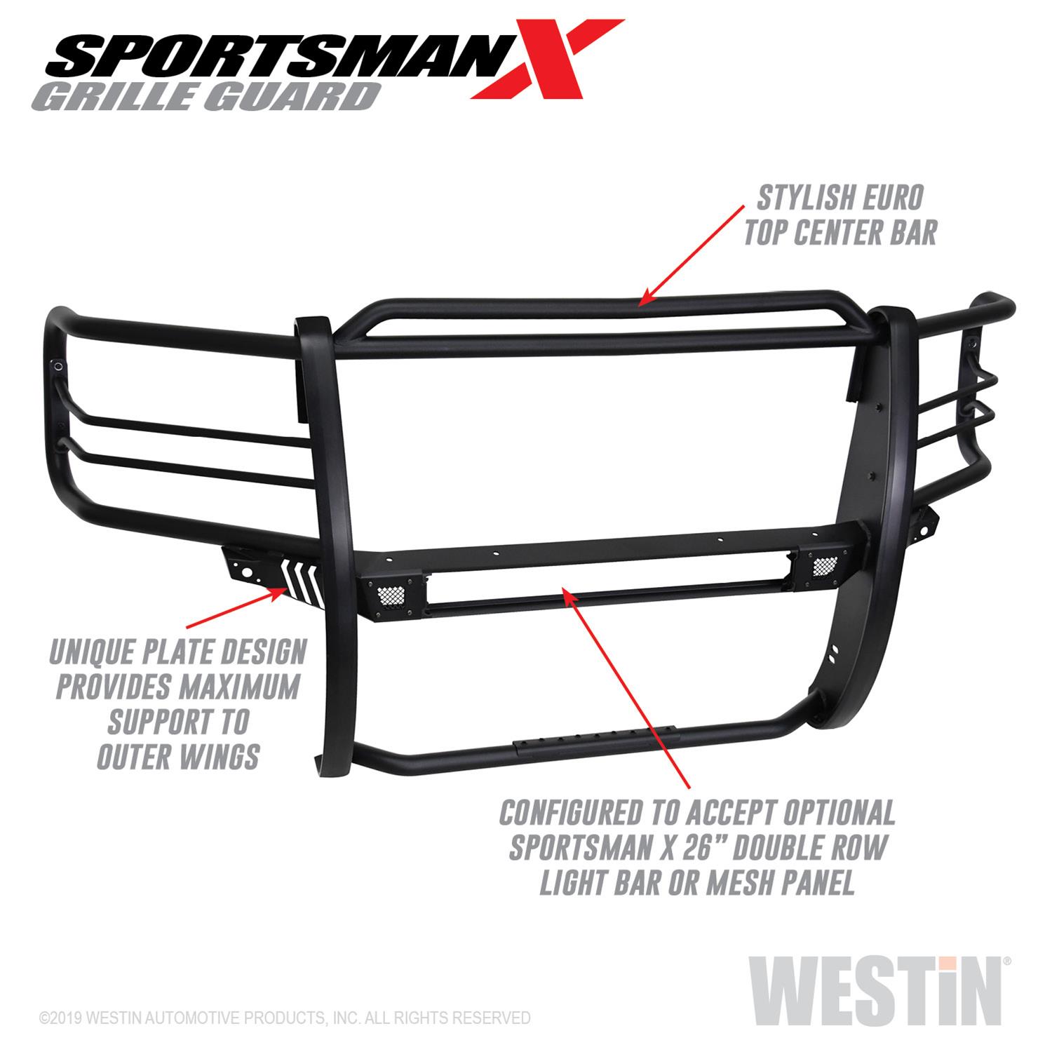 Westin 16-18 Chevy Silverado 1500 Sportsman X Grille Guard - Textured Black thumbnail 8