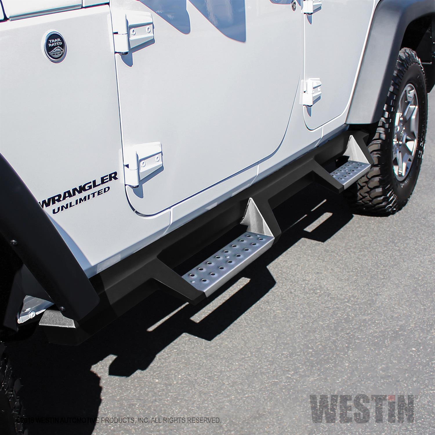 Westin 07-18 Jeep Wrangler JKU 4dr. HDX Stainless Drop Nerf Step Bars - Tex. Blk thumbnail 3