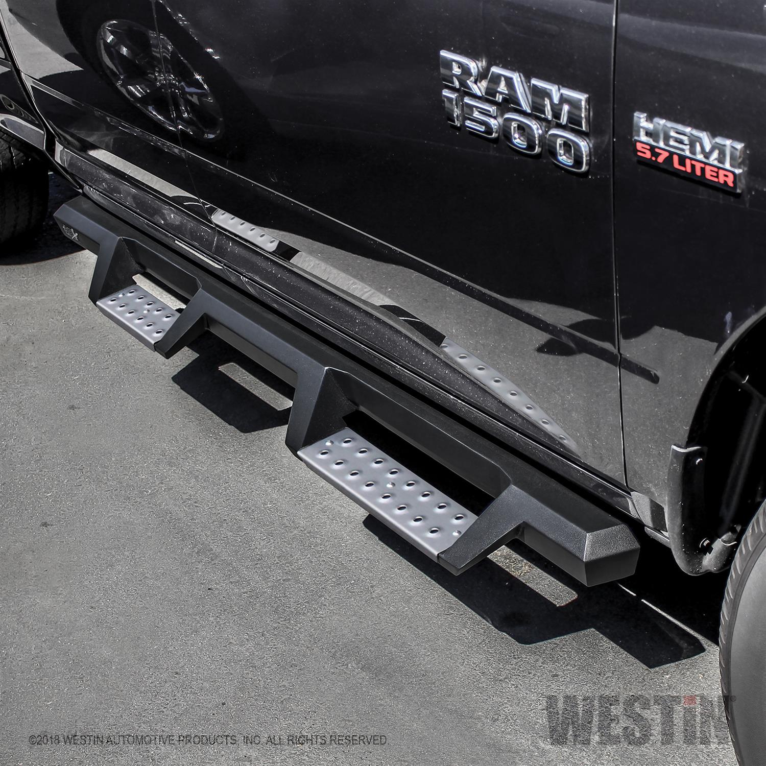 Westin 09-18 RAM 1500 Quad Cab HDX Stainless Drop Nerf Step Bars - Tex. Blk thumbnail 2
