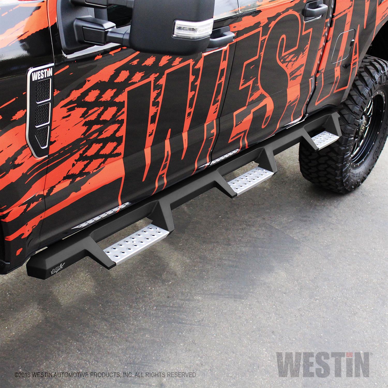 Westin/HDX 17-18 Ford F-250/350 Crew Cab (6.75ft Bed) Stainless Drop Nerf Step Bars - Textured Black thumbnail 2