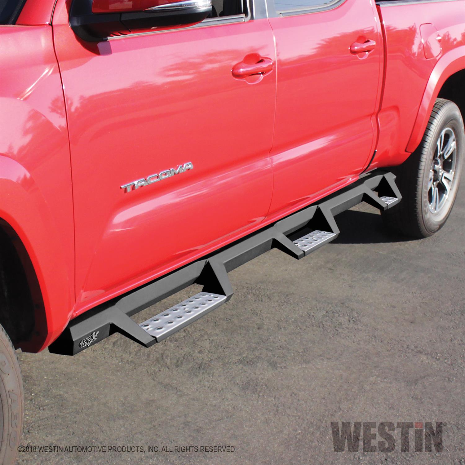 Westin HDX Drop Wheel-to-Wheel Nerf Step Bars for 2016-2023 TACOMA - 56-5341852 Nerf/Step Bar, Wheel-to-Wheel, Stainless Steel, Black Textured, 6 in. Diameter, Toyota, Pair thumbnail 2