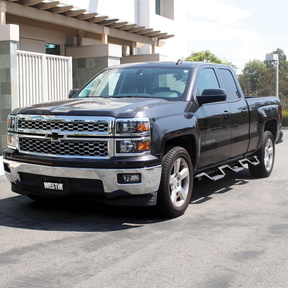 Westin 14-18 Chevrolet Silverado 1500 DC 6.5ft Bed HDX Stainless Drop W2W Nerf Step Bars - Tex. Blk thumbnail 9