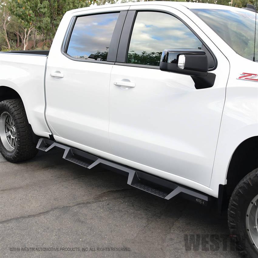 Westin 2019 Chevrolet Silverado/Sierra 1500 (5.5ft) Drop Wheel to Wheel Nerf Step Bars - Txt Black thumbnail 6