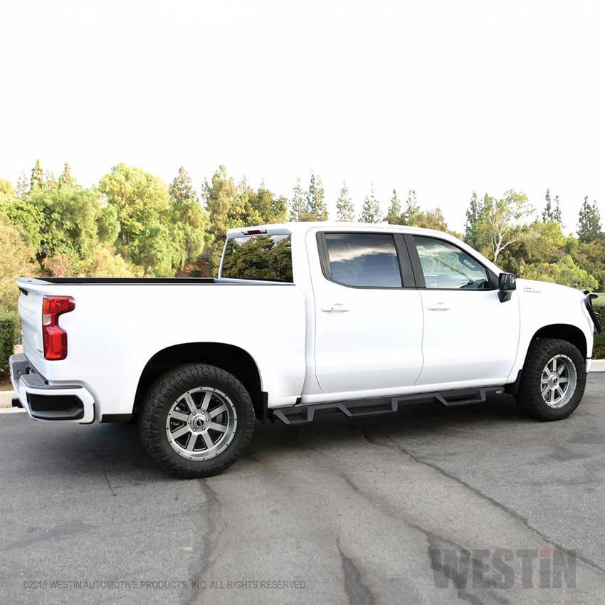 Westin 2019 Chevrolet Silverado/Sierra 1500 (5.5ft) Drop Wheel to Wheel Nerf Step Bars - Txt Black thumbnail 5