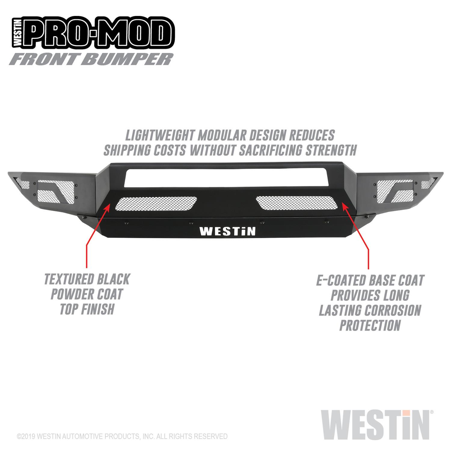 Westin Pro-Mod Front Bumpers 58-41015 Bumper, Pro-Mod, Fabricated, Steel, Black Textured Powdercoated, Ford, Each thumbnail 5