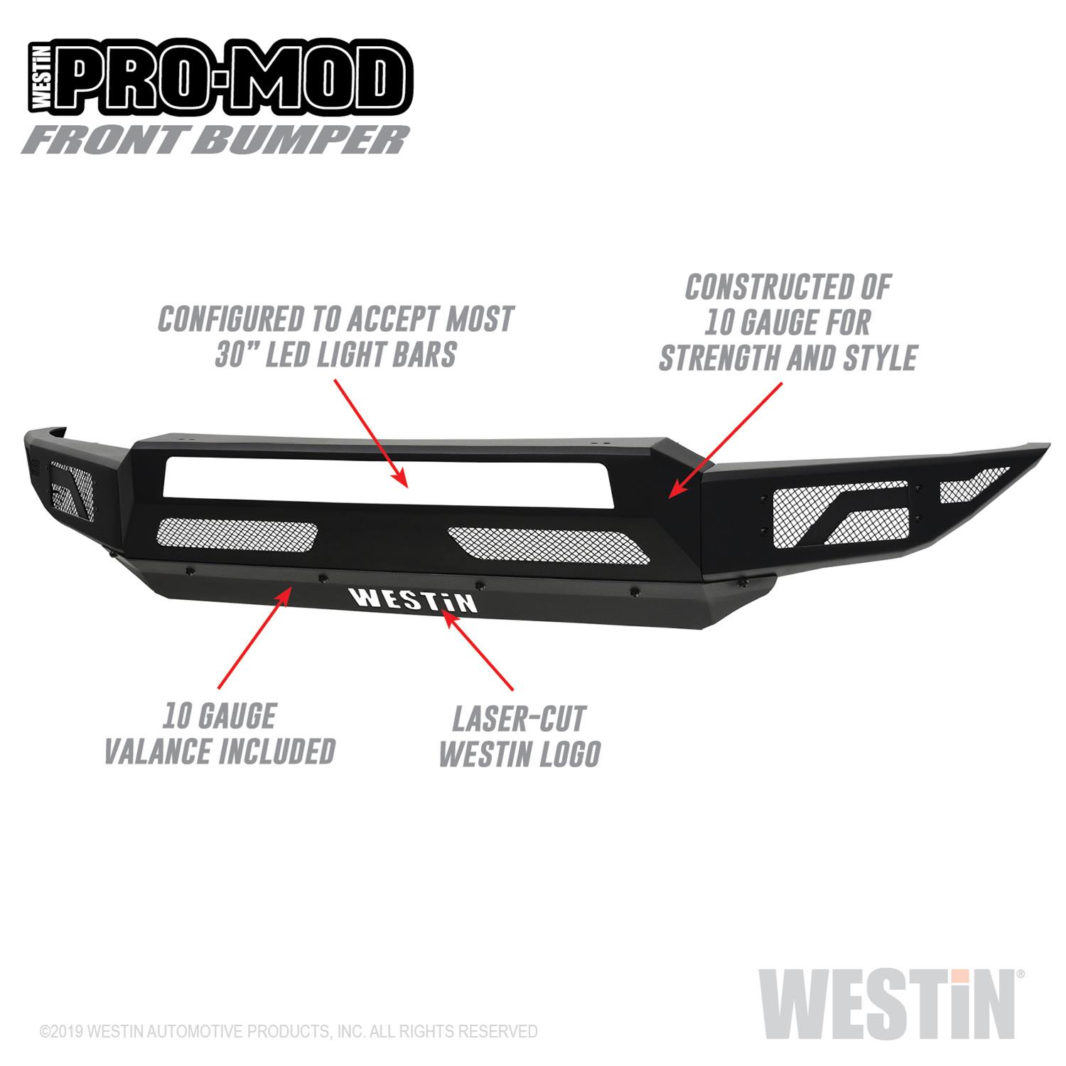 Westin Pro-Mod Front Bumpers 58-41015 Bumper, Pro-Mod, Fabricated, Steel, Black Textured Powdercoated, Ford, Each thumbnail 6