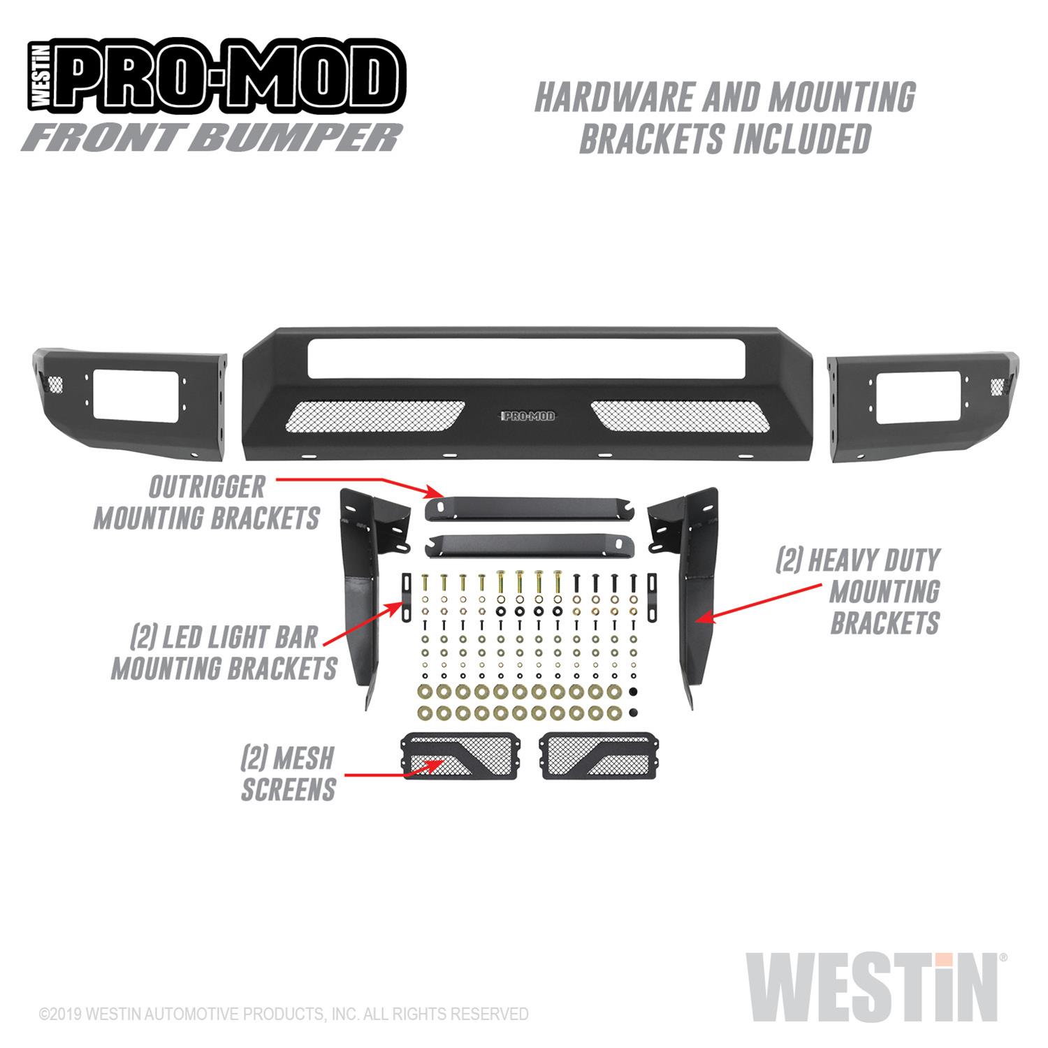 Westin 16-20 Toyota Tacoma Pro-Mod Front Bumper - Textured Black thumbnail 2
