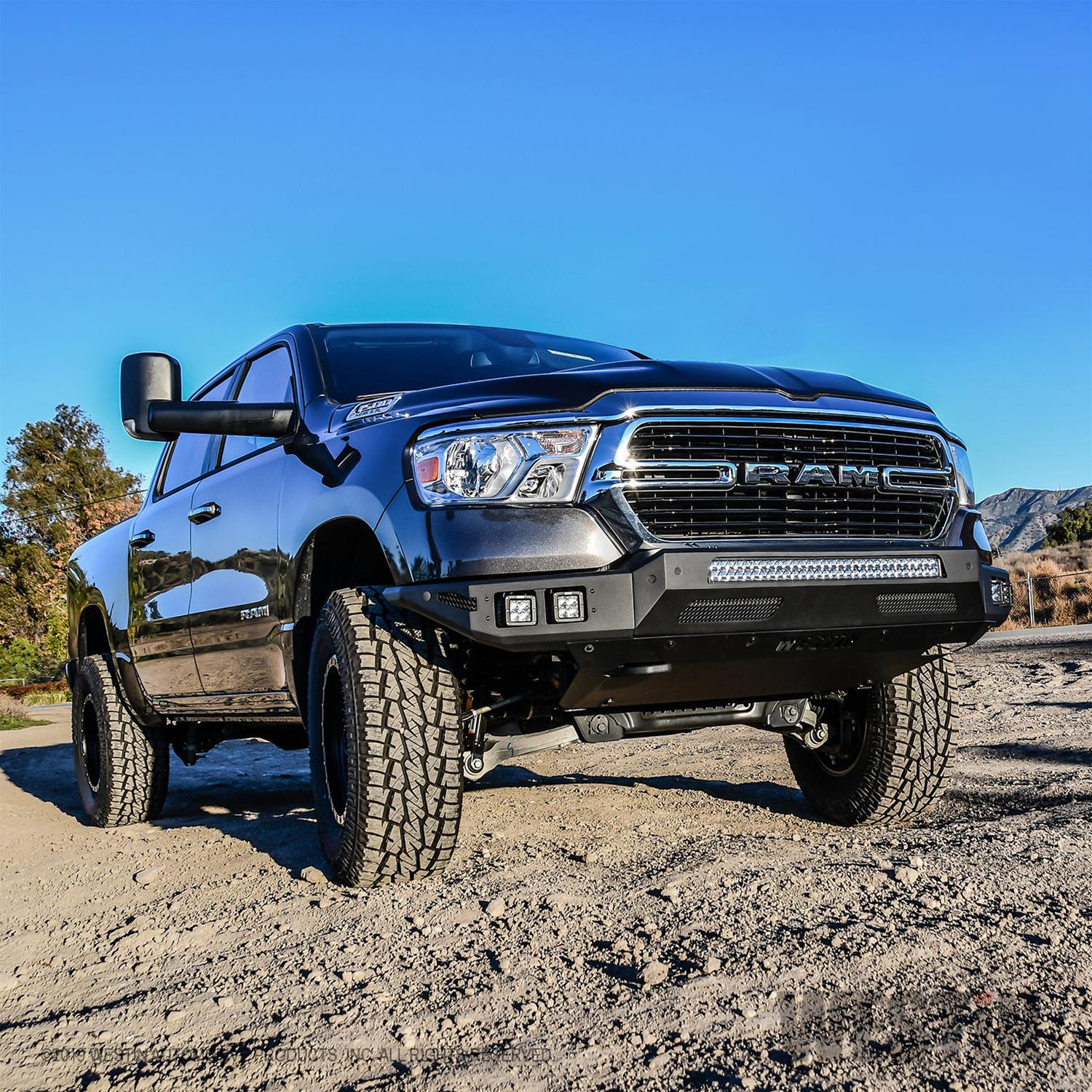 Westin 2019 Dodge Ram 1500 ( Excludes 1500 Classic & Rebel Models ) Pro-Mod Front Bumper - Text. Blk thumbnail 2