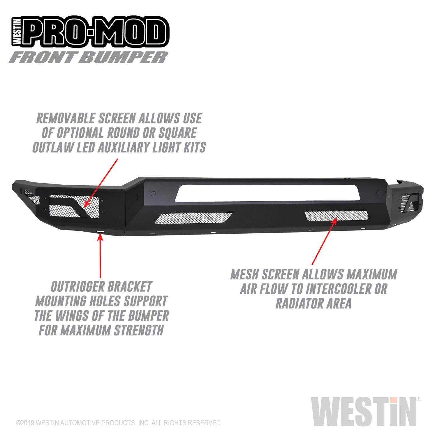 Westin 2019 Dodge Ram 1500 ( Excludes 1500 Classic & Rebel Models ) Pro-Mod Front Bumper - Text. Blk thumbnail 4