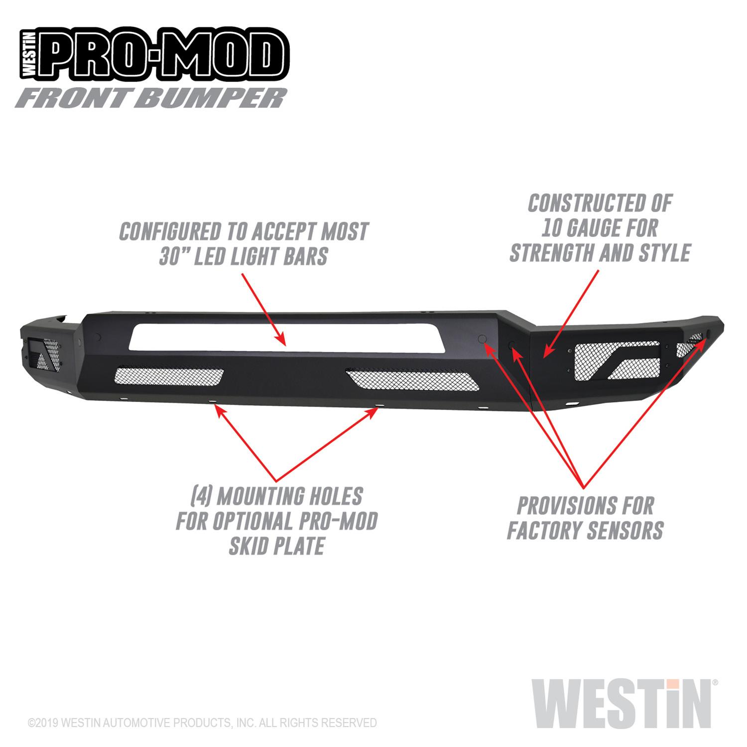 Westin 2019 Dodge Ram 1500 ( Excludes 1500 Classic & Rebel Models ) Pro-Mod Front Bumper - Text. Blk thumbnail 5