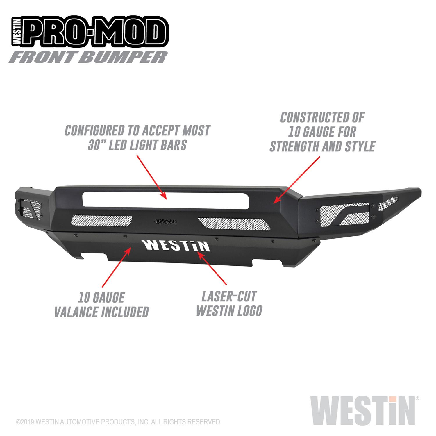 Westin Pro-Mod Front Bumpers 58-41145 Bumper, Pro-Mod, Fabricated, Steel, Black Textured Powdercoated, Ford, Each thumbnail 5