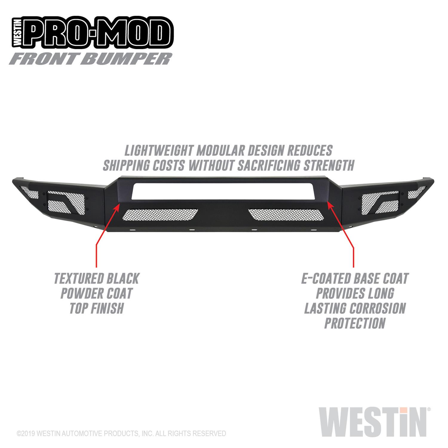 Westin Pro-Mod Front Bumpers for 2017-2022 F-250 SUPER DUTY, F-350 DUTY - 58-41175 Bumper, Pro-Mod, Fabricated, Steel, Black Textured Powdercoated, Ford, Each thumbnail 4