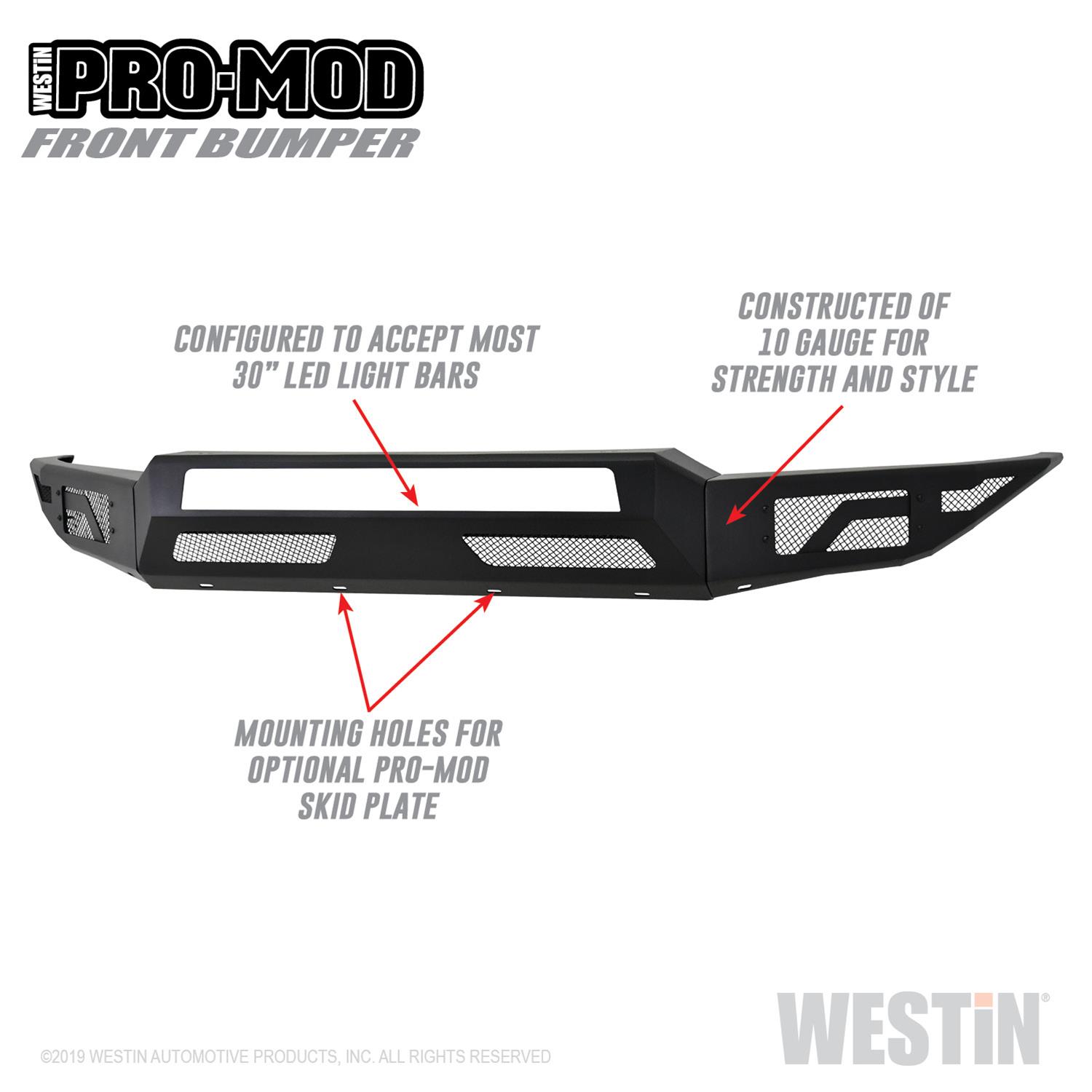 Westin Pro-Mod Front Bumpers for 2017-2022 F-250 SUPER DUTY, F-350 DUTY - 58-41175 Bumper, Pro-Mod, Fabricated, Steel, Black Textured Powdercoated, Ford, Each thumbnail 5