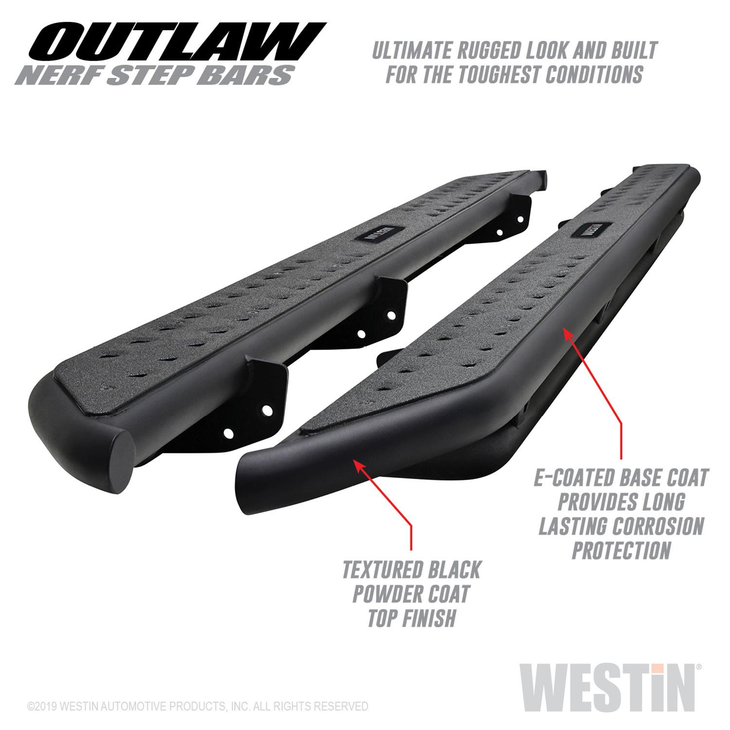 Westin 14-18 Chevrolet/GMC Silv/Seirra 1500 Double Cab Outlaw Nerf Step Bars - Textured Black thumbnail 5