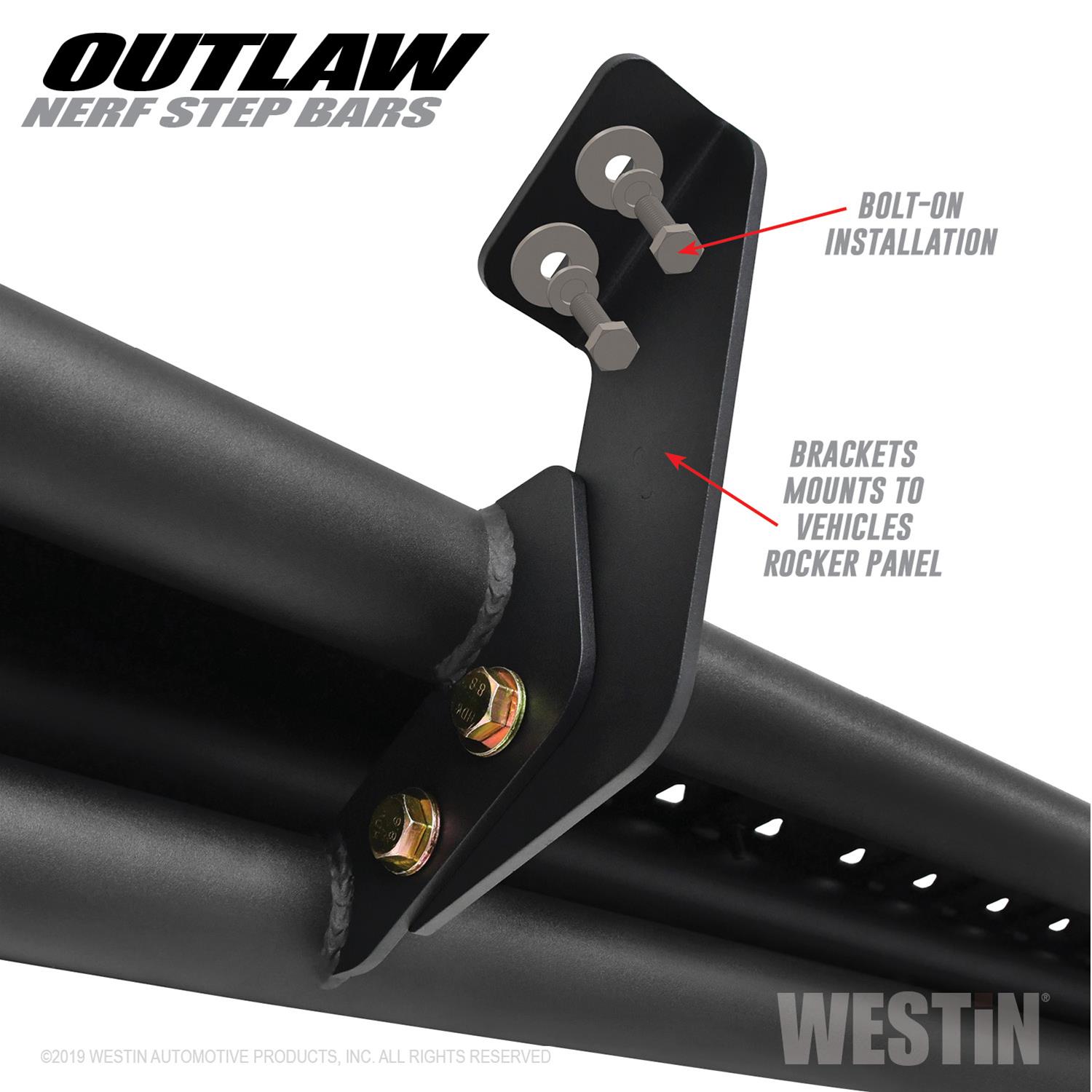 Westin Outlaw Step Bars for 2010-2023 4RUNNER - 58-53835 Bars, Nerf Bars, Outlaw, Steel, Black, Toyota, Pair thumbnail 6