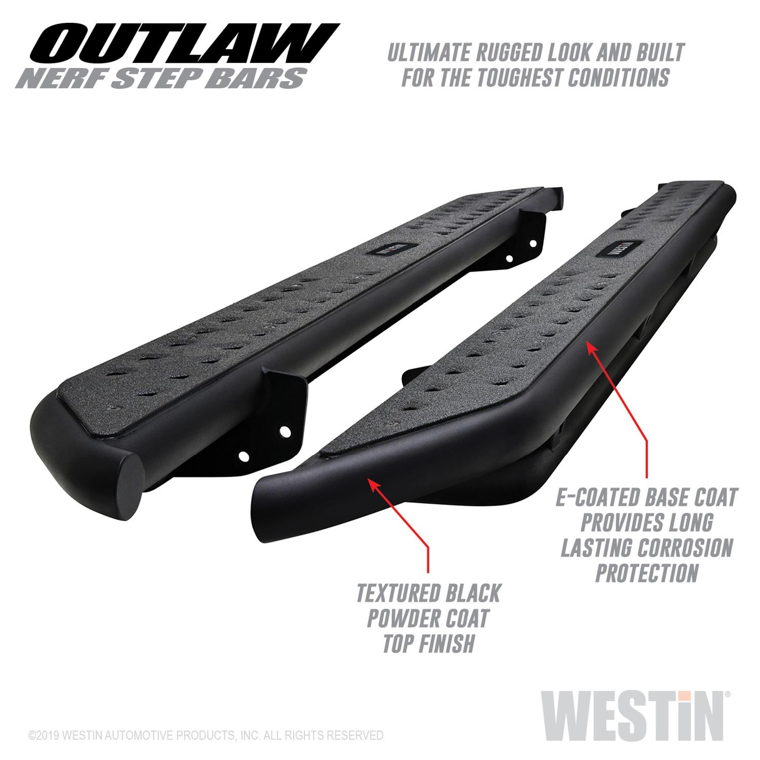 Westin Outlaw Step Bars 58-53935 Bars, Nerf Bars, Outlaw, Steel, Black, Ford, Pair thumbnail 5