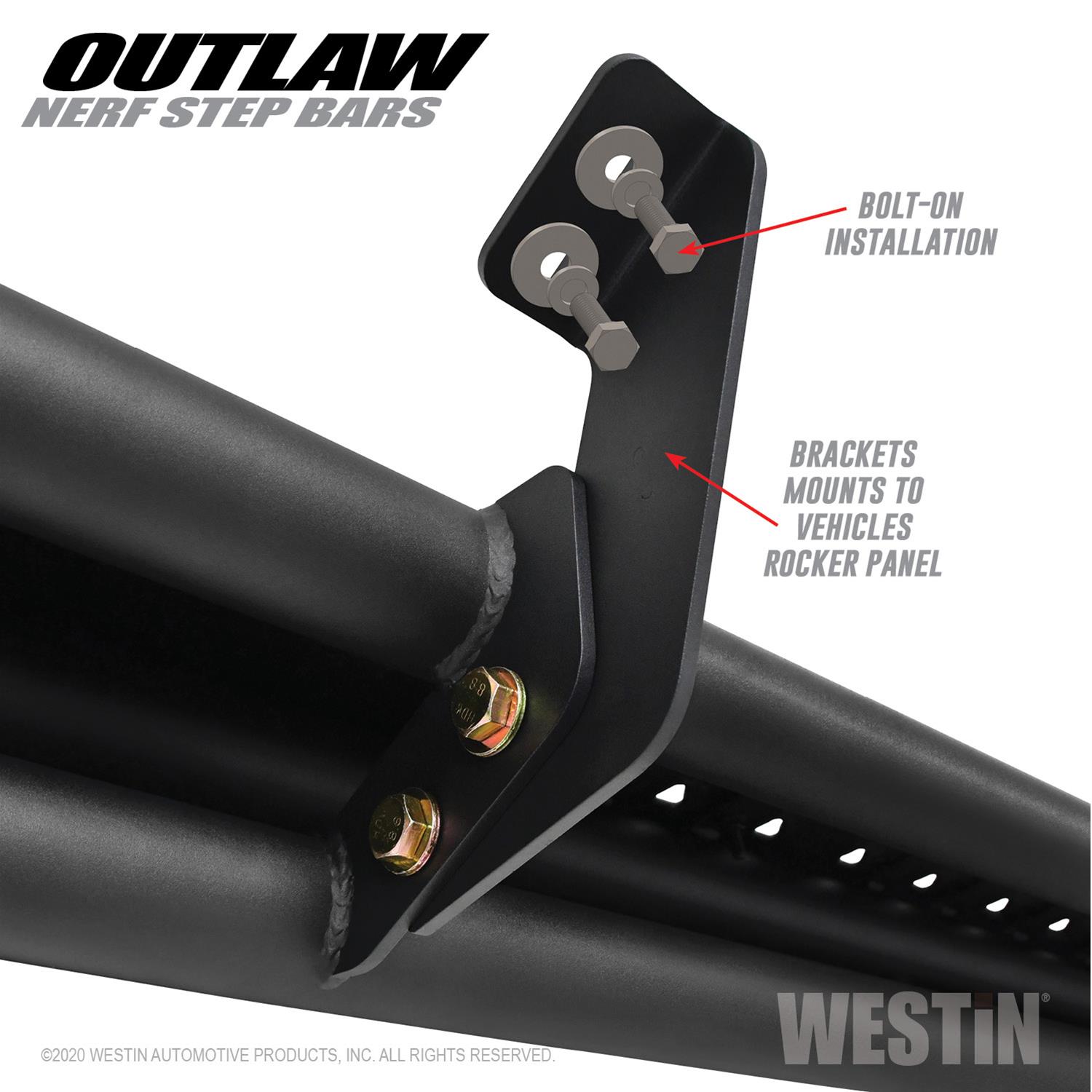 Westin 2020 Jeep Gladiator Outlaw Nerf Step Bars - Textured Black thumbnail 4