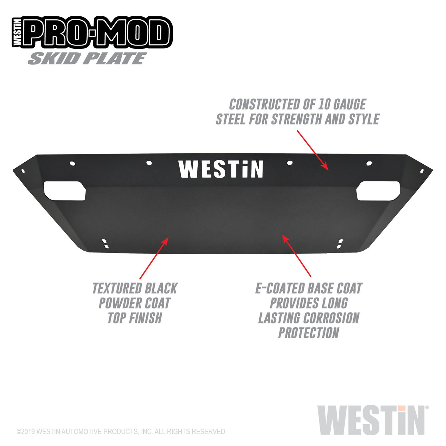 Westin 2019 Dodge Ram 1500 ( Excludes 1500 Classic & Rebel Models ) Pro-Mod Skid Plate - Text. Blk thumbnail 3