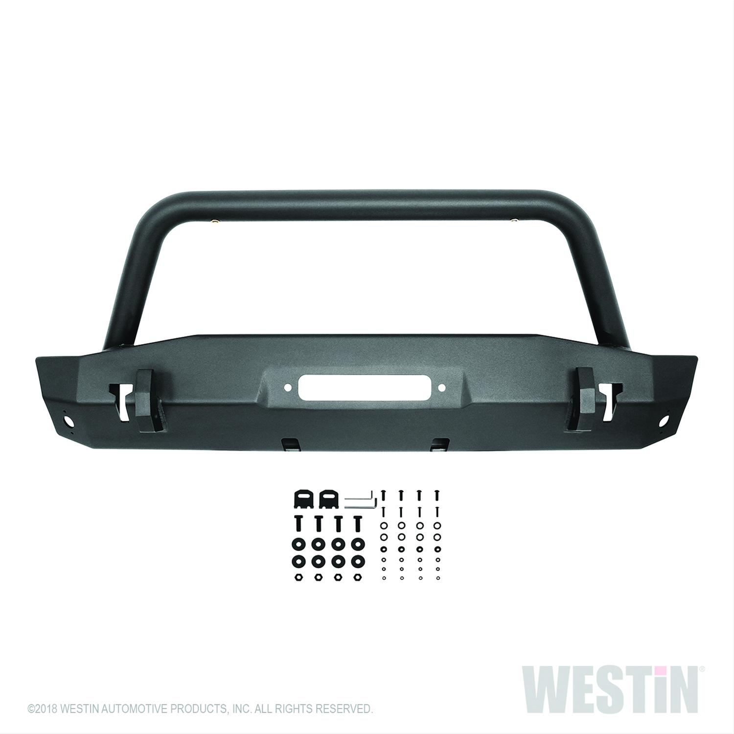 Westin WJ2 Stubby Front Bumpers 59-80015 Bumper, Stubby, Fabricated, Steel, Black Textured Powdercoated, Winch Mount, Bull Bar, Front, Jeep, Each thumbnail 4