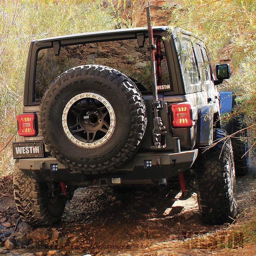 Westin Jeep Wrangler JL 18-21 WJ2 Rear Bumper w/ Tire Carrier (1x wes59-82035A, 1x wes59-82035B) thumbnail 2