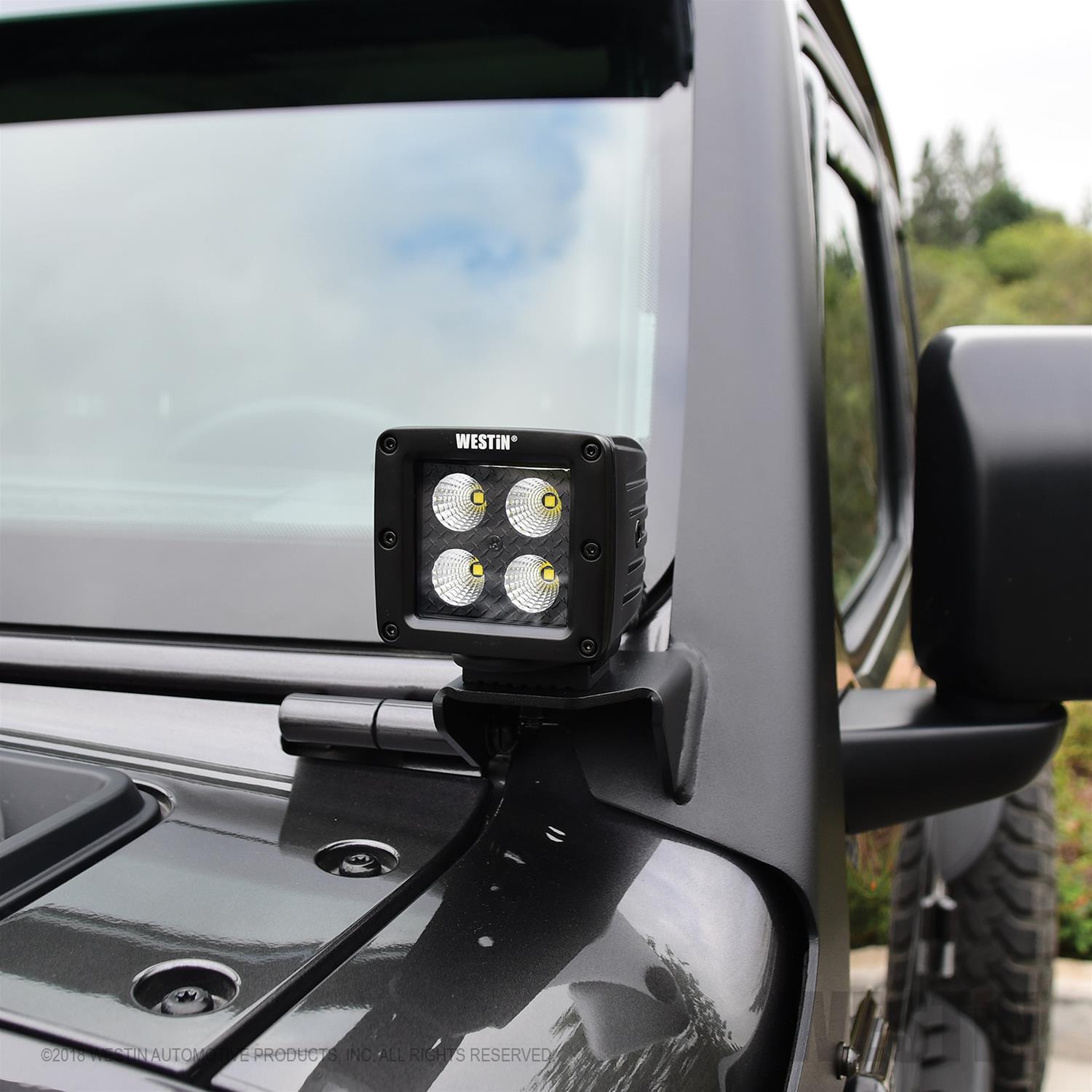 Westin 18-19 Jeep Wrangler Pillar LED Light Mount - Textured Black thumbnail 3