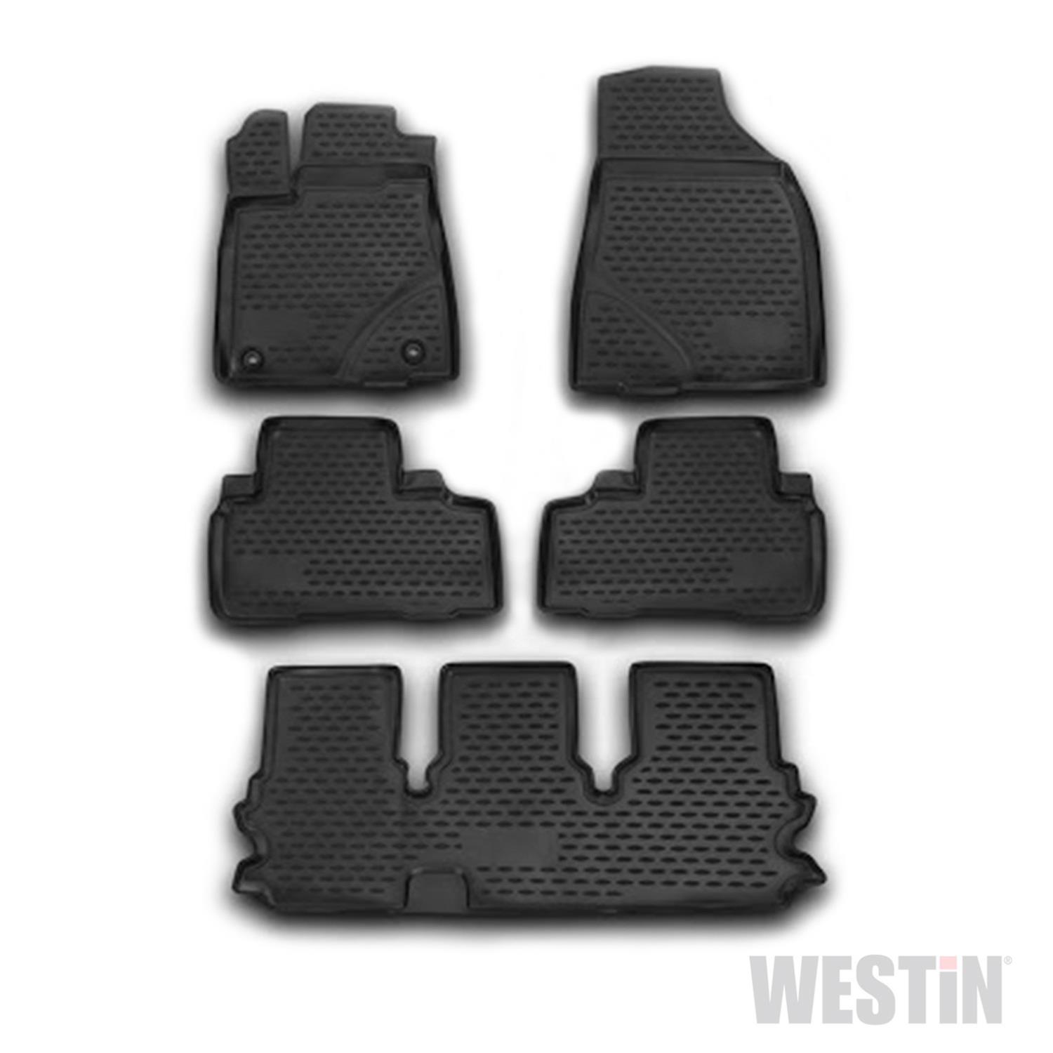 Westin Profile Floor Liners 74-41-51036 Mats, Liners, Front/Second/Third Seat, Rubberized Polymer, Black, Logo, Toyota, Set