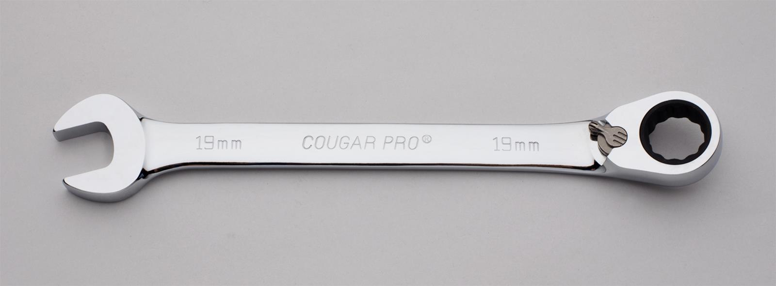Full Polish Chrome Cougar Pro by Wright Tool M1514 14mm Reversible Ratcheting Combination Wrench 