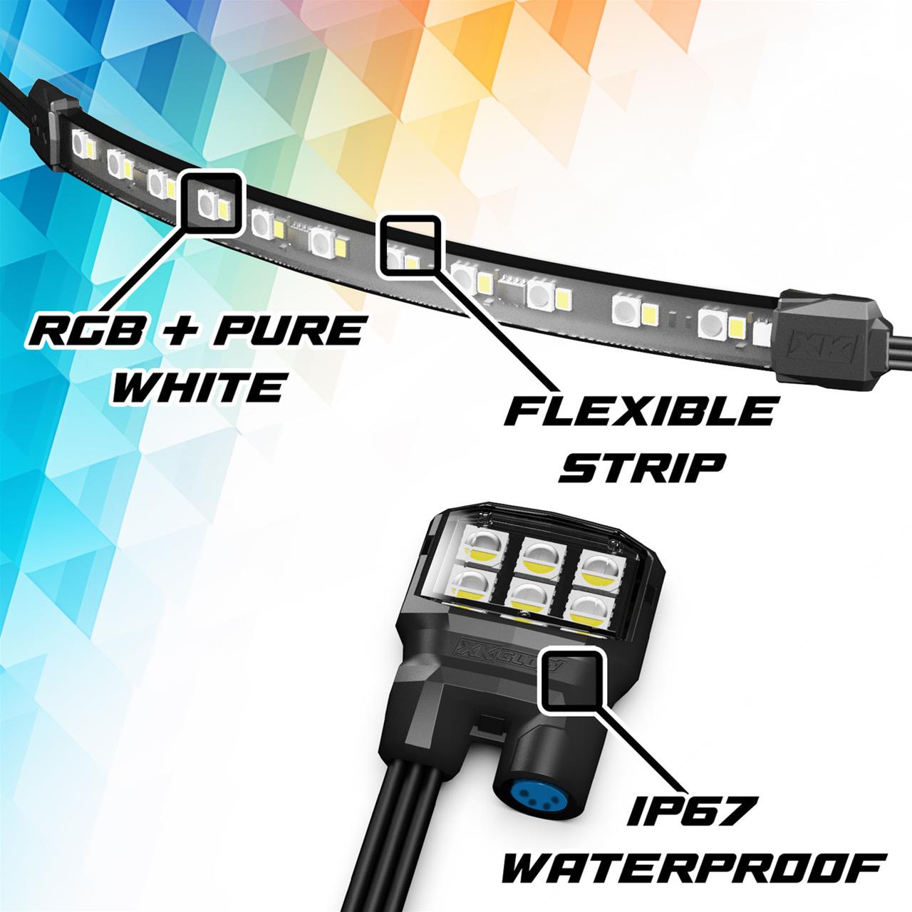 XK Glow LED Accent Lights MX-MOTO-MINI XKmax RGBW 8pc Addressable Motorcycle Underglow App Control Light Kit thumbnail 3