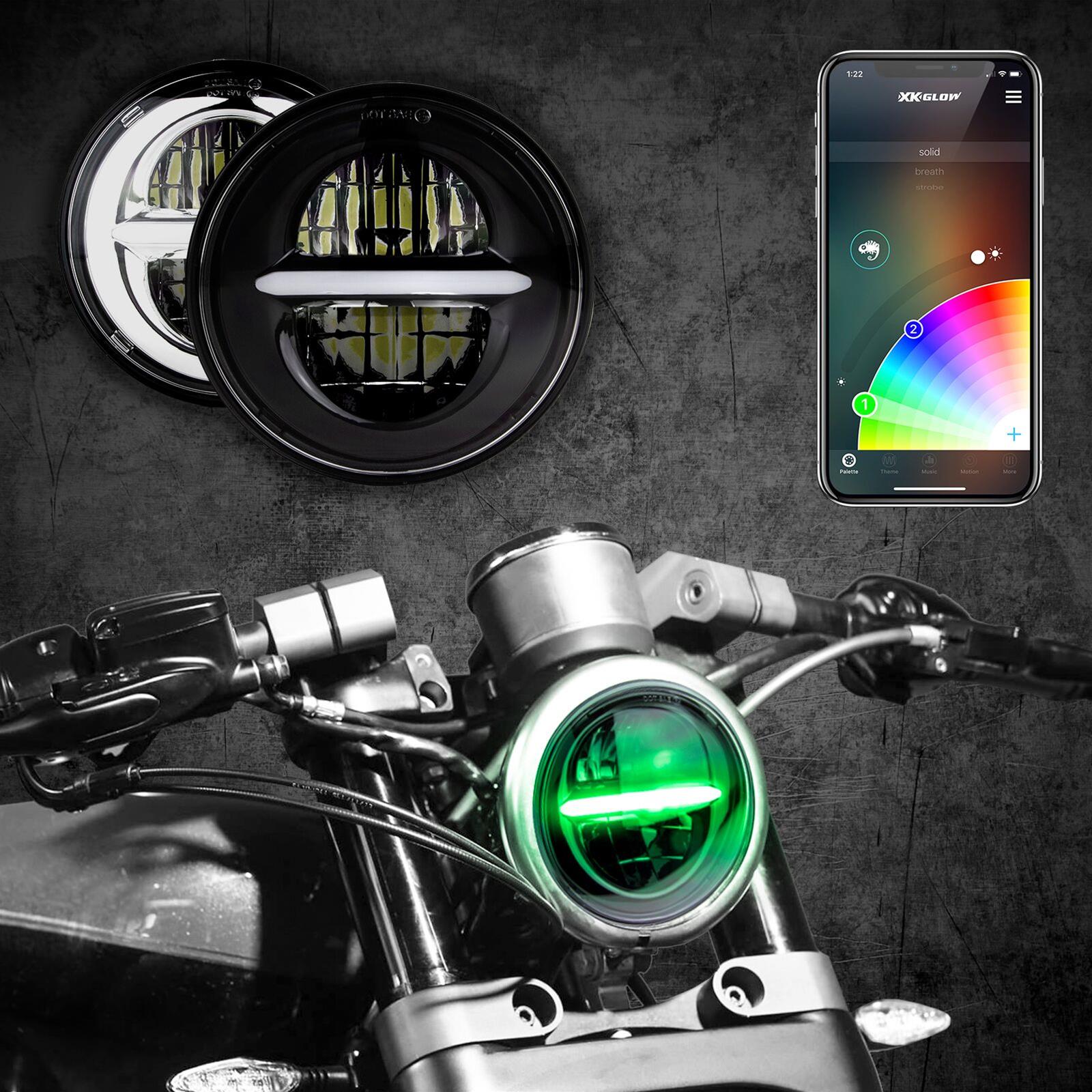 XK Glow XK5INKITW XK Glow XKchrome LED Motorcycle Headlight Kits