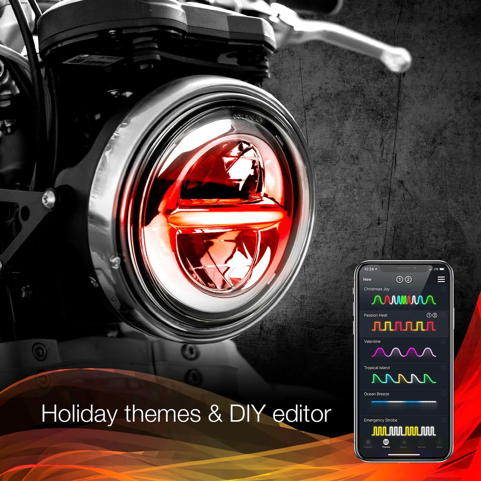 XK Glow XKchrome LED Motorcycle Headlight Kits XK-5IN-KIT-B Assembly, Headlight, Clear Lens, Black Housing, 5.750 in. Diameter, Controller, On/Off Switch, Kit thumbnail 3