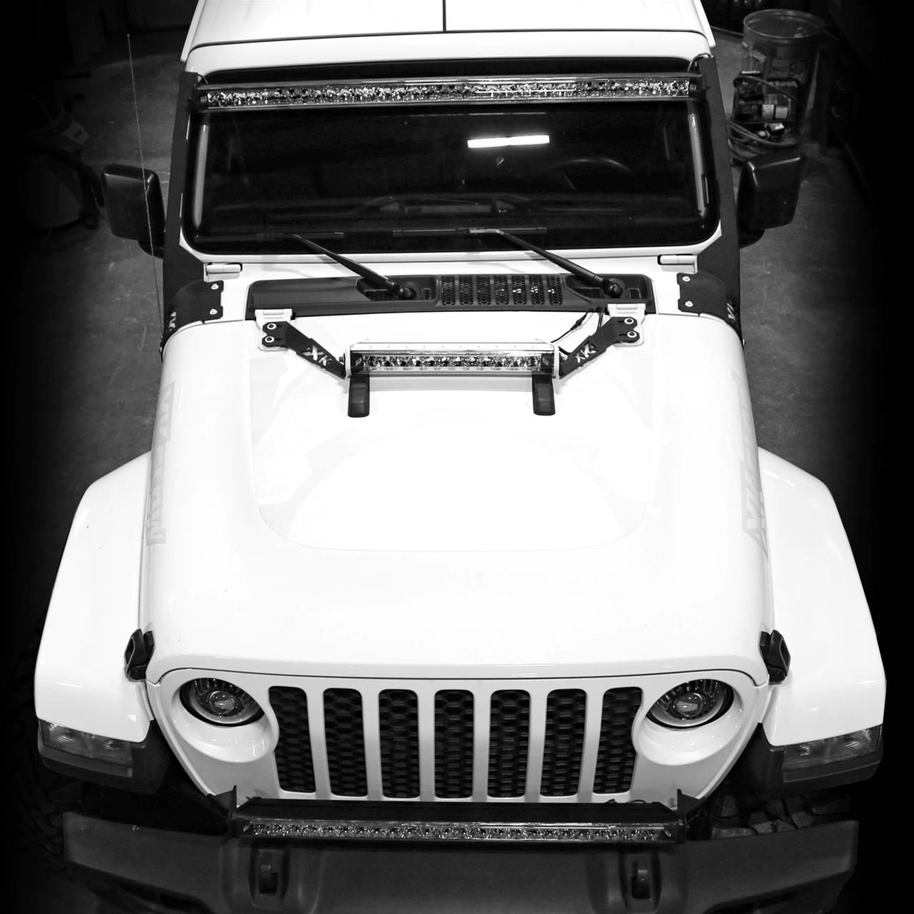 XK Glow Jeep Light Bar Mounting Brackets XK-BRC-JK-H JK Hood 20" Bracket Kit thumbnail 2