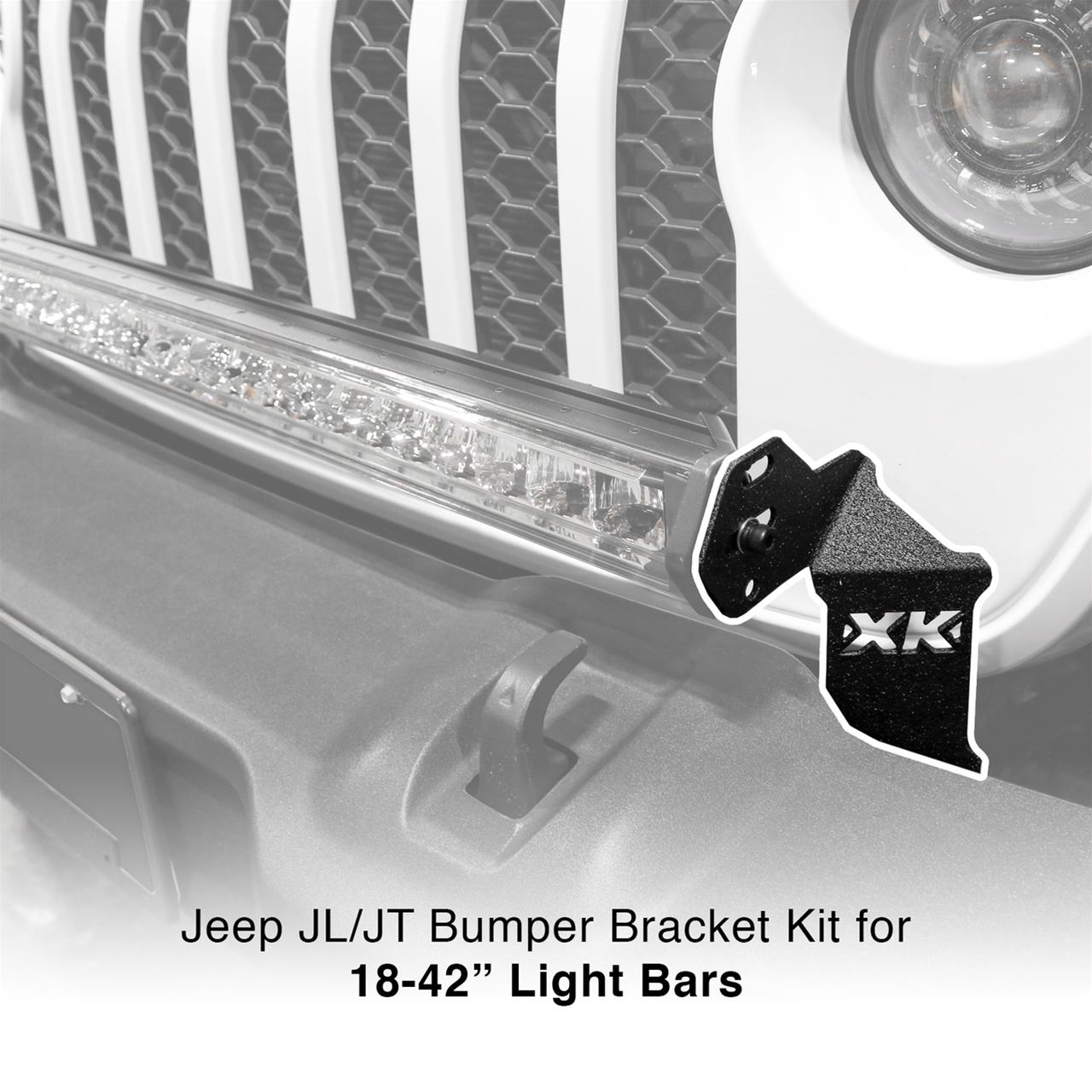 XK Glow Jeep Light Bar Mounting Brackets XK-BRC-JL-FB JL JT Front Bumper 20-36" Bracket Kit thumbnail 2