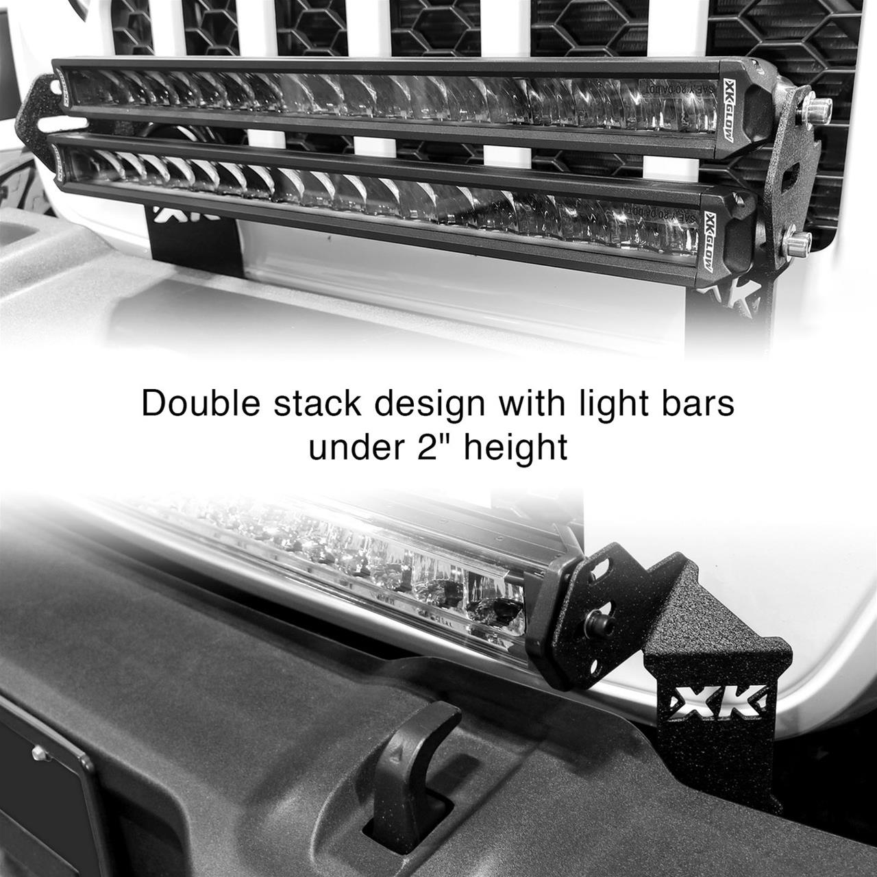 XK Glow Jeep Light Bar Mounting Brackets XK-BRC-JL-FB JL JT Front Bumper 20-36" Bracket Kit thumbnail 3