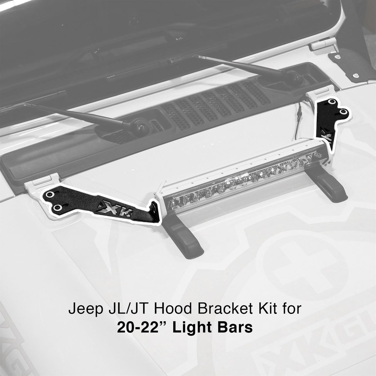 XK Glow Jeep Light Bar Mounting Brackets XK-BRC-JL-H JL JT Hood 20" Bracket Kit