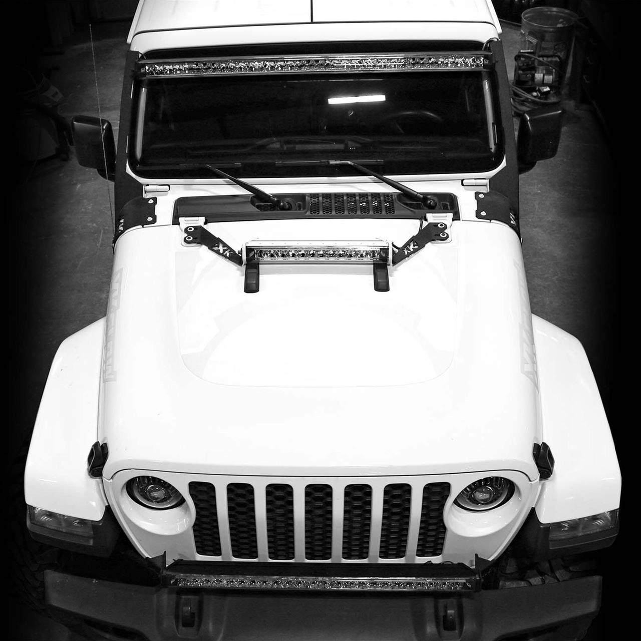XK Glow Jeep Light Bar Mounting Brackets XK-BRC-JL-H JL JT Hood 20" Bracket Kit thumbnail 2
