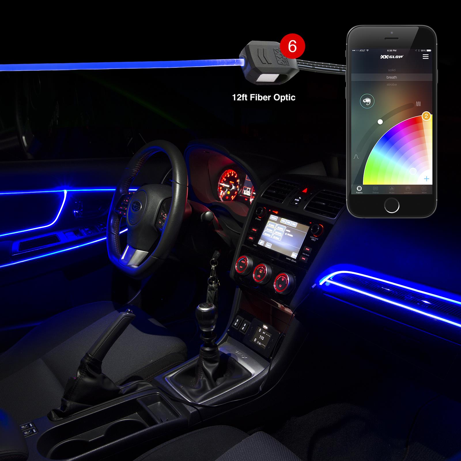 XK Glow XKchrome Fiber-Optic LED Accent Light Kits XK-FO-ADV Lights, Fiber Optic LED, Multicolor, Waterproof, USB Car Plug, Kit thumbnail 4