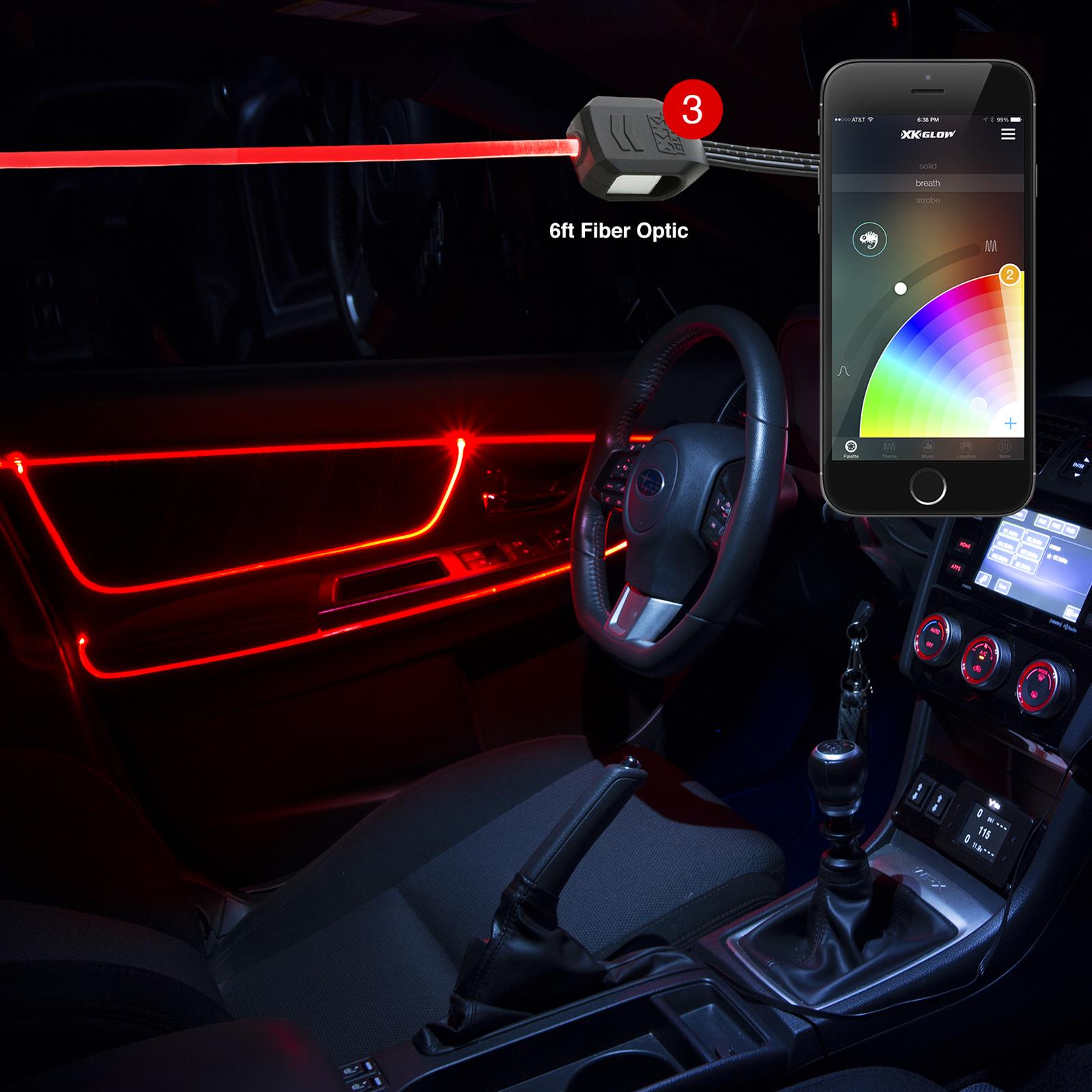 XK Glow XKchrome Fiber-Optic LED Accent Light Kits XK-FO-STA Lights, Fiber Optic LED, Multicolor, Waterproof, USB Car Plug, Kit thumbnail 4