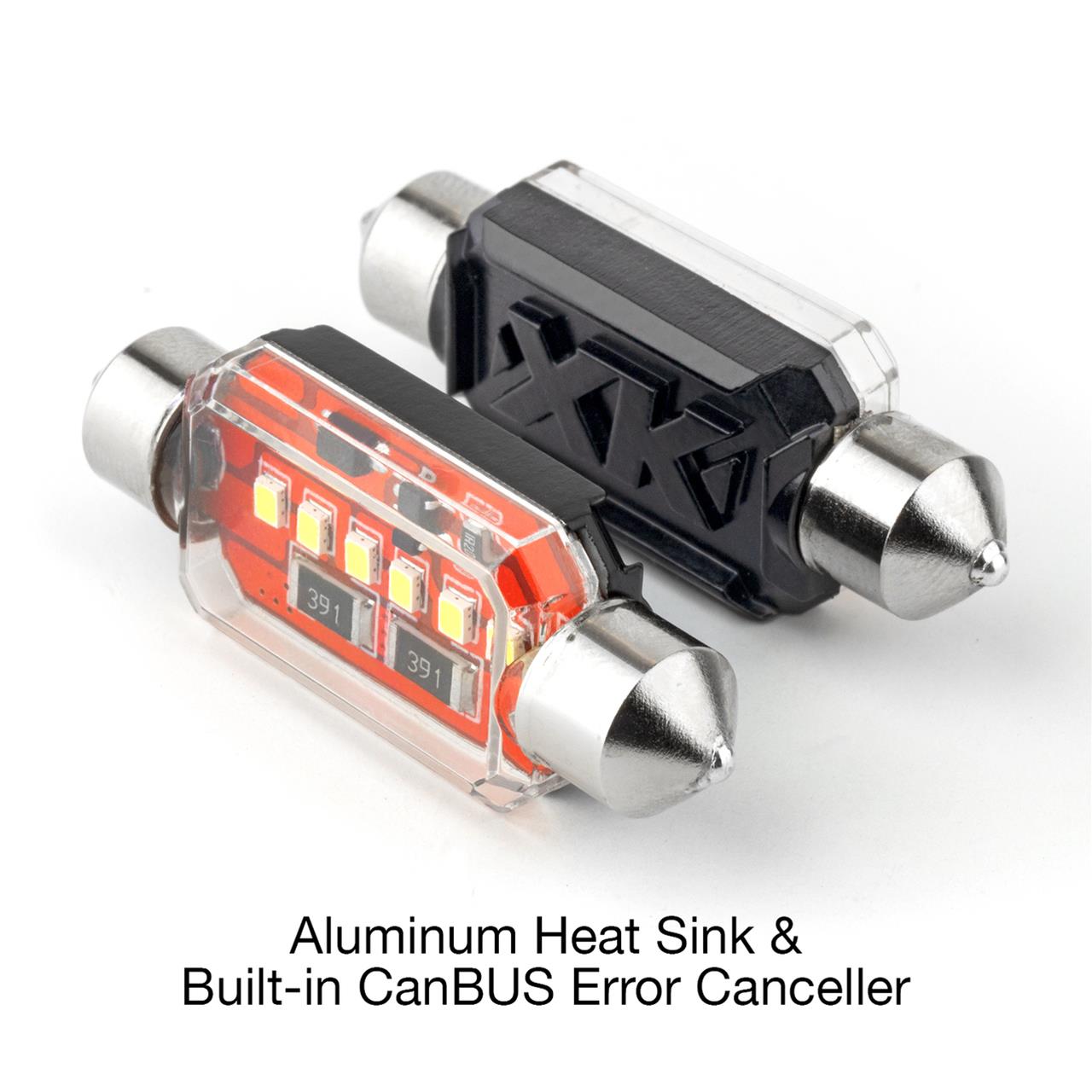 XK Glow Interior LED Light Bulbs XK-FT36-W 2pc 36mm White Festoon Error Free Ultra Bright with Built-in Canbus