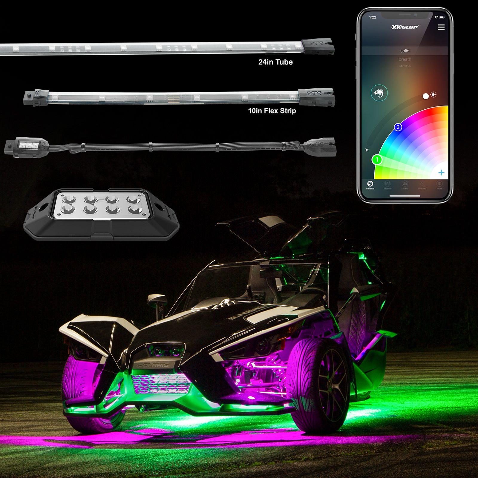 XK Glow Powersports Accent Lights XK-GOLF-STA LED Golf Cart Light Kit XKchrome Smartphone App thumbnail 4