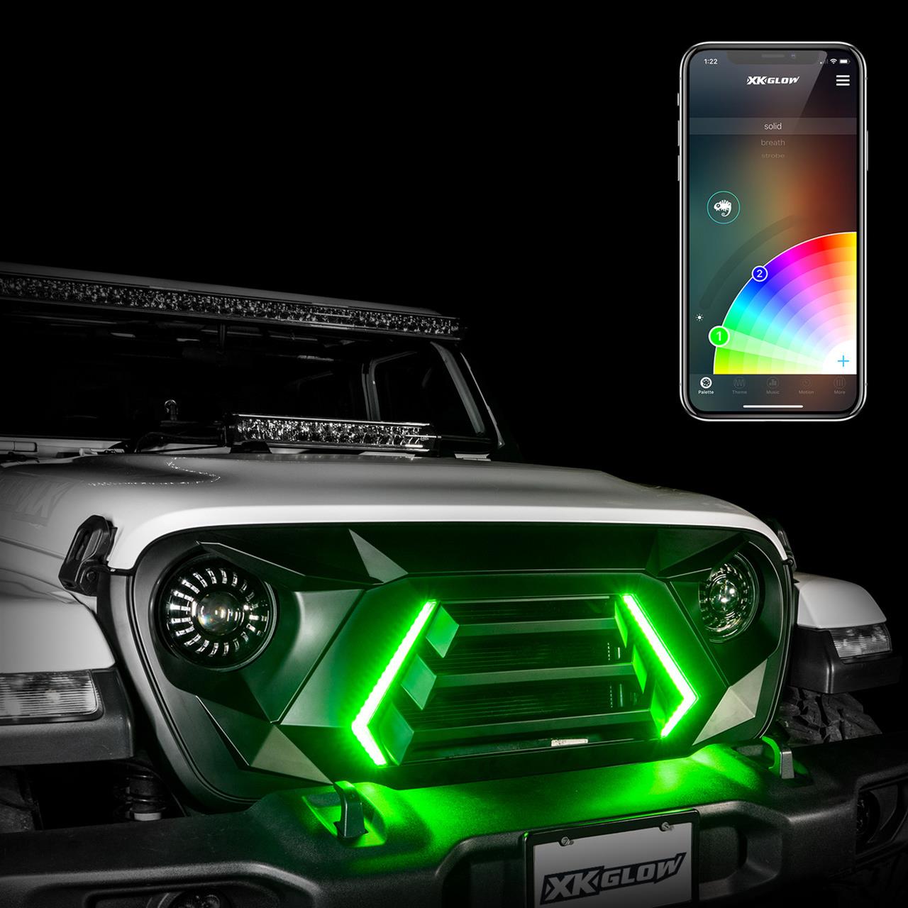 XK Glow XKchrome LED Grills for 2020-2022 GLADIATOR, 2018-2023 WRANGLER - XK-GRILL-JL1 XKCHROME Grill Kit JL Wrangler & Gladiator JT thumbnail 2