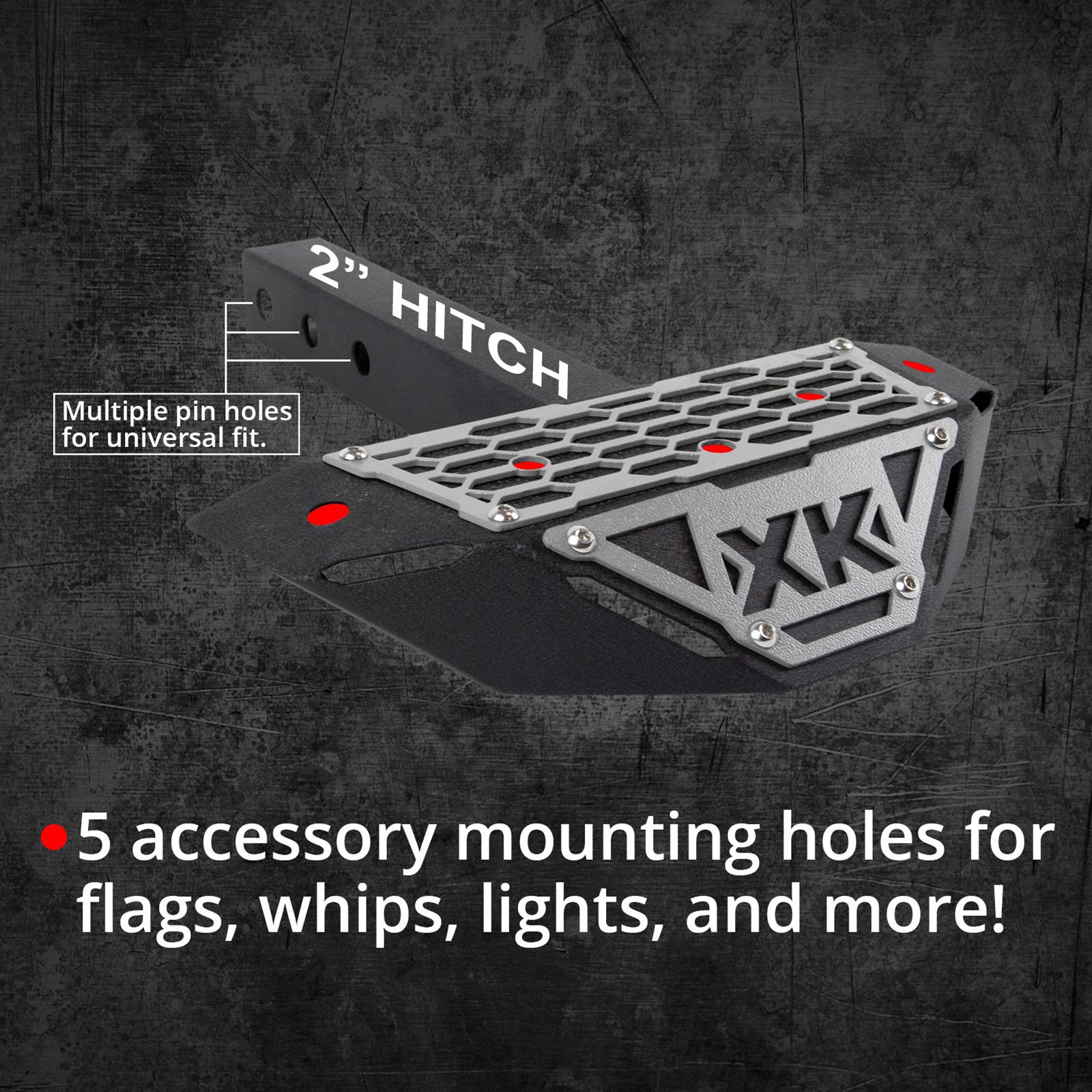 XK Glow Hitch Receiver Steps and Whip Plate XK-HITCH Step, Step Plate, Steel, Black Powdercoated, Each thumbnail 3