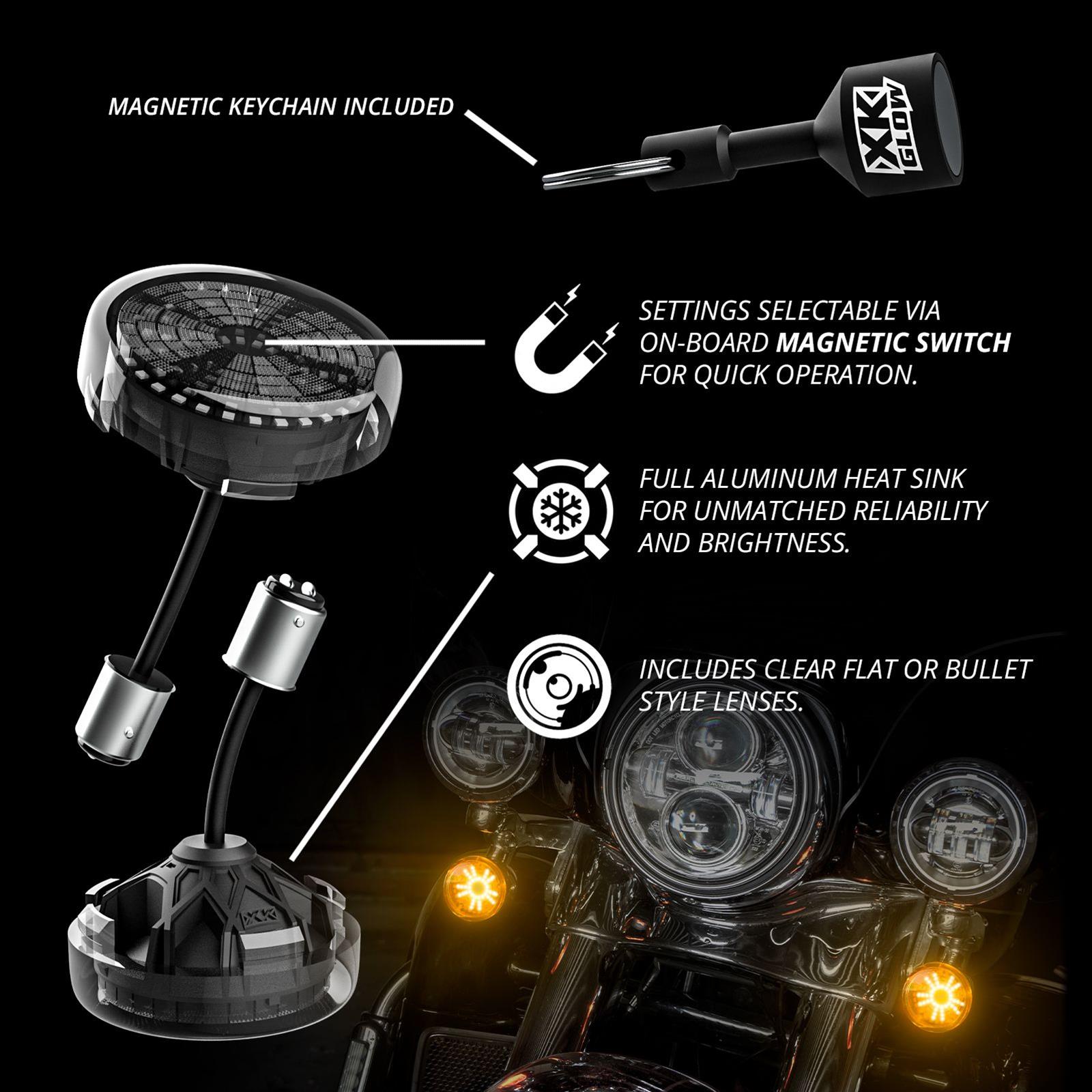 XK Glow Powersports Taillights XK-MTP57-BF Pro Series MotoTurnz - 1157 Bullet Style Front thumbnail 4