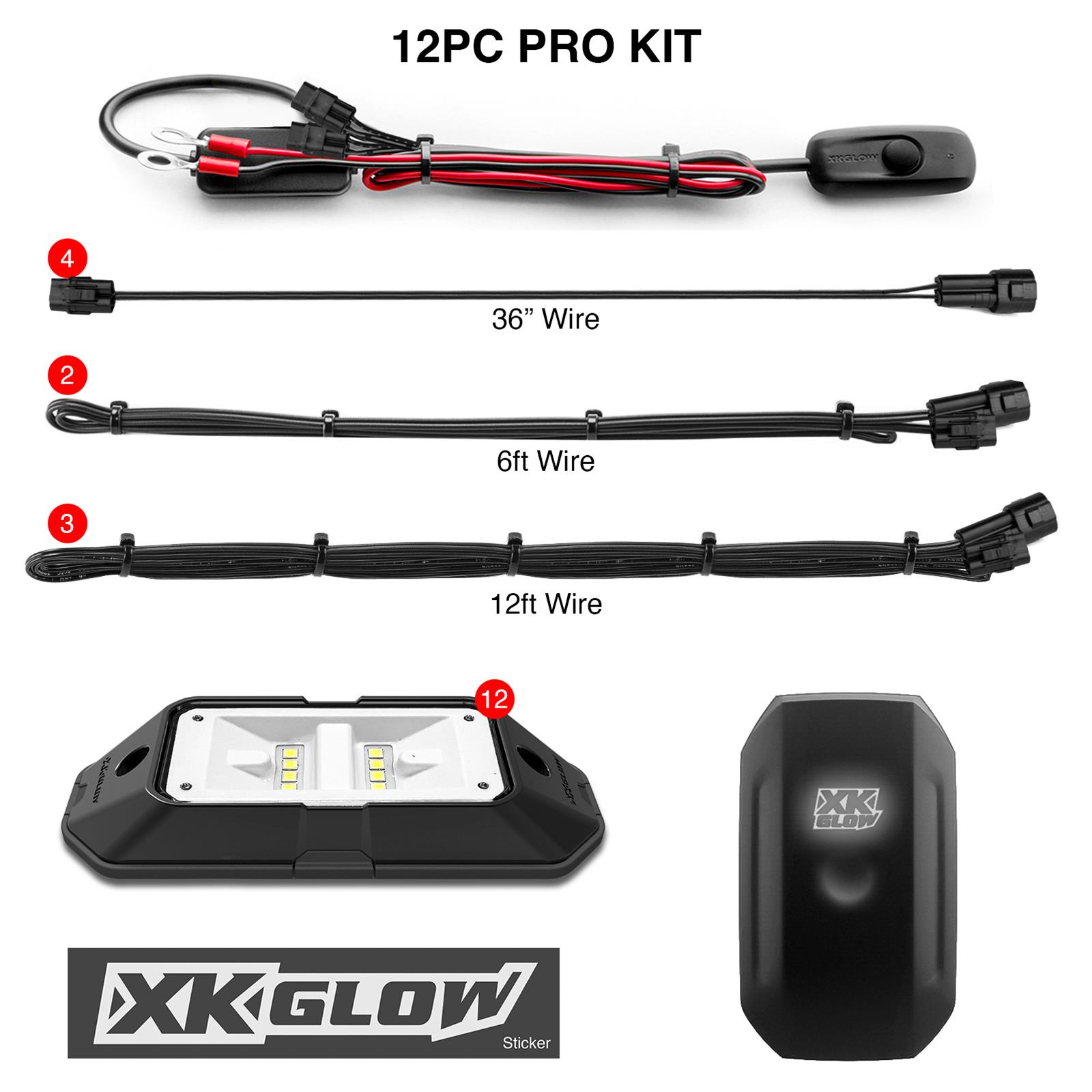 XK Glow Pure White Rock Light Kits XK-WROCK-PRO Accent Lights, LED, Twelve Lights, White, Kit thumbnail 2