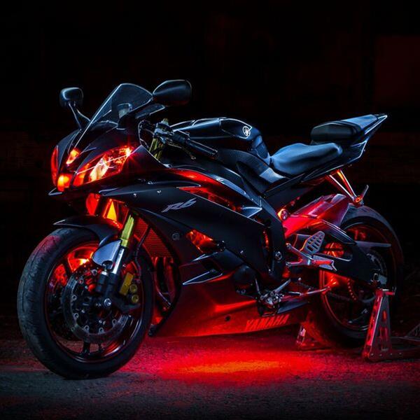 XK Glow Motorcycle LED Accent Kits XK034001-R Red - 8xPod + 2x8-in.Strips Single Color XKGLOW Light Kit thumbnail 5