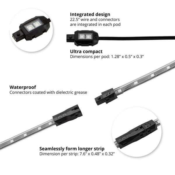 XK Glow Motorcycle LED Accent Kits XK034001-R Red - 8xPod + 2x8-in.Strips Single Color XKGLOW Light Kit thumbnail 2