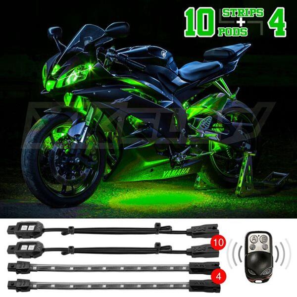 XK Glow Motorcycle LED Accent Kits XK034002-AB Light Blue - 10xPod + 4x8-in.Strips Single Color XKGLOW Light Kit thumbnail 8